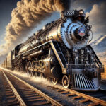 Union Pacific Steam Locomotive Smokestack Angle AI POSTER 24 X 18 Inches Art