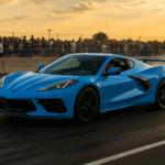 2020 Chevrolet Corvette Stingray Coupe Blue Burnout POSTER 24 X 36 INCH