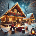 Beautiful Campsite Cabin Christmas Decorations Ai  POSTER 24 X 36 Inches