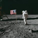 Buzz Aldrin on the Moon U.S. Flag POSTER 24 X 18 Inches Nice Wall Art