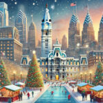 Festive Christmas scene  Landmarks Ai Philadelphia POSTER 24 X 36 INCH