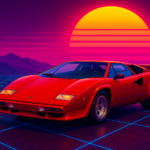 Lamborghini Countach (Neon Sun) POSTER 24 X 36 INCH