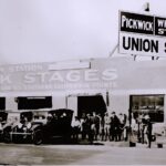 Pickwick stages outside Union Station, Los Angeles 1920 POSTER 24 X 24 Inches