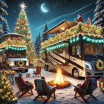 RV Campground At Night Class As - Christmas Campfire Ai POSTER 24 X 36 Inches