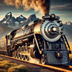Stunning Union Pacific Steam Locomotive Distant Mountains POSTER 24 X 18 Inches